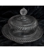 Vintage Pressed Glass Round Butter Dish, Turning Purple, VERY GOOD CONDI... - $67.90 CAD