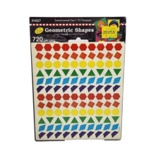 VINTAGE GEOMETRIC SHAPES TEACHING CHART COLORFUL STICKERS FOR TEACHERS -... - $19.00
