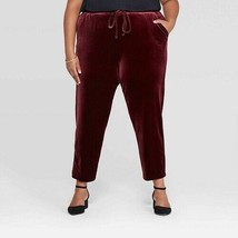 Women&#39;S Plus Size Velour Joggers - Burgundy 2X (Nwt) - $27.50