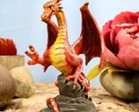 Whimsical Red Lava Dragon Climbing On Volcanic Rock Statue 4.25"H Dragon... - $18.99
