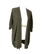 Chico Green Sweater Crochet Knit Sz 2 Mid-Lentgh Cover Up Open Front - $25.90 CAD