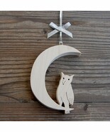 Wooden Moon with Owl Wall Window Decoration Ornament - $36.83 CAD