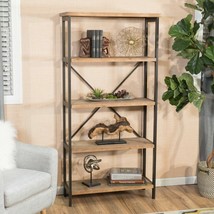 Warner Rustic 4 Shelf Wood &amp; Metal Etagere Bookcase - $510.05