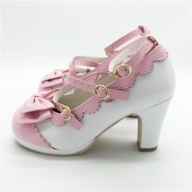Big Size Sweet Bowtie Round Toe Buckle ita Shoes New Style Fashion Ladies Pumps  - £59.49 GBP