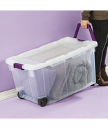 Plastic Moving Packing Storage! Box With Wheels Storage Boxes Shipping C... - £67.13 GBP