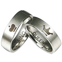 (New With Tag)Tungsten Carbide King Queen Wedding Band Ring - Silver Color - Pri - £44.84 GBP