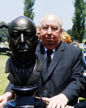 Alfred Hitchcock Posing by Bust Statue of Himself 16x20 Canvas - £55.46 GBP