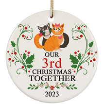 Funny Couple Cat Ornament Gift Decor 3rd Wedding Anniversary 3 Year Christmas - £11.82 GBP