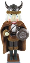 Wooden Christmas Nutcracker ,15&quot;, Viking Male In Helmet With Shield &amp; Sword ,Ath - £27.25 GBP