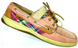 Sperry Top Sider Womens Dusty Rose Pink Plaid Lace Up Boat Deck Shoes 7 M - $33.06