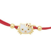 Bracelet chaîne rouge Kabbale avec breloque Hello Kitty en or massif 14... - $130.28