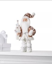 Holiday Lane 12″H Fabric Standing Santa In Pink Sequin and White Furry Outfit - £23.12 GBP