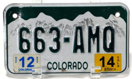 Colorado Motorcycle License Plate - 663-AMQ - Green/White-Expired 12/14 - $13.10