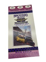 Brickyard 400 Inaugural Race Rain Check Ticket NASCAR Rare Racing Indian... - $559.19 MXN