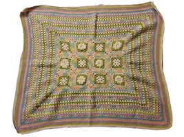 Vintage Handmade Crochet Knit Afghan Small Colorful  Baby Blanket  34” X 37” - £17.15 GBP