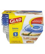 GLAD Entree Container 25oz Medium Square Food Storage 5 Pack BPA Free - $179.52 MXN