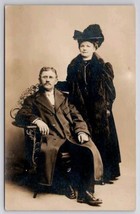 RPPC Dapper Gentleman And Fancy Lady Edwardian Couple Wicker Chair Postcard D48 - £14.16 GBP