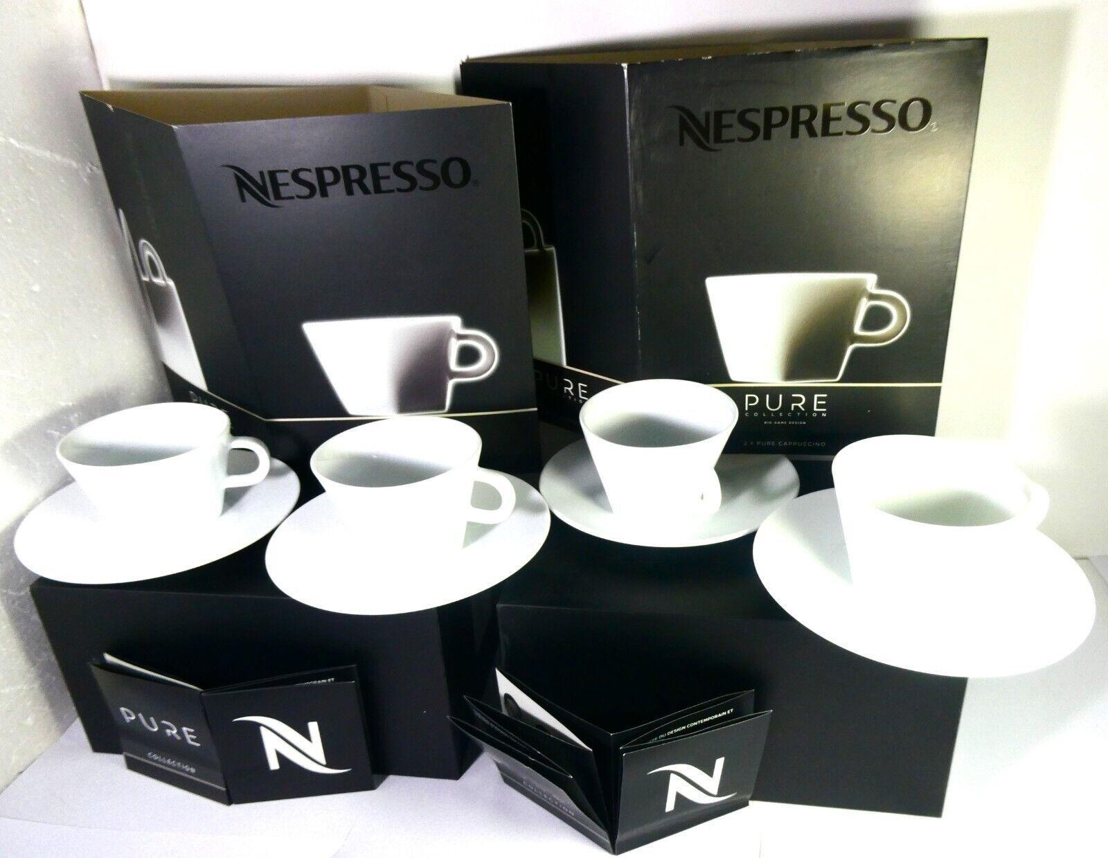 Primary image for Nespresso Set 2 X 2 Pure Cappuccino Cups & 2 X 2 Saucers in Brand Box W sku,New