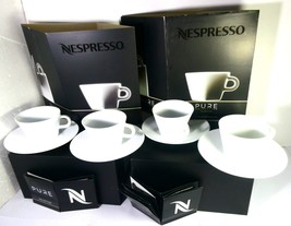 Nespresso Set 2 X 2 Pure Cappuccino Cups &amp; 2 X 2 Saucers in Brand Box W ... - £354.61 GBP