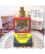 Crayola Holiday 1992 Collectible Tin Set w/ 64 Crayons Teddy &amp; Bear Orna... - £11.09 GBP