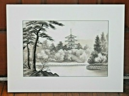 Vintage Japanese Silk Embroidered Art Print Tapestry Asian Oriental Land... - £98.56 GBP