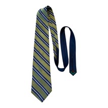 Tommy Hilfiger Striped Silk Tie – 57” – Olive Green &amp; Navy Blue – Crest ... - $19.00