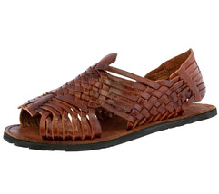 Mens Brown Sandals Mexican Huaraches Genuine Leather Handmade Woven Open Toe - £24.16 GBP