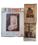 Christmas Quilted Crafting Stocking Kit Lot of 4 Santa Cut and Sew Pattern - $20.14