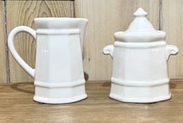 Pfaltzgraff Stoneware &quot;Heritage White&quot; Creamer &amp; Sugar Bowl With Lid - £11.19 GBP