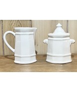 Pfaltzgraff Stoneware &quot;Heritage White&quot; Creamer &amp; Sugar Bowl With Lid - £11.13 GBP