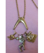 TRIFARI Gold Tone CHARM NECKLACE w/Charms TELEPHONE/DEER/HEART - $555.79 MXN