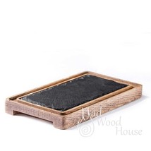 Handmade cutting board from oak wood with slate Chopping board Serving Board - £39.16 GBP