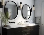 2-Pack Black Round Circle Bathroom Mirrors 24-Inch For Wall Decor With M... - £132.19 GBP