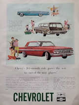 Vintage 1962 Chevrolet Impala Convertible Sport Sedan, Parkwood Wagon Print Ad - $8.59
