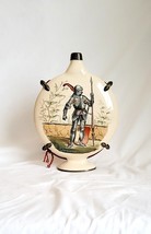 Ceramic Hand Painted Flask Featuring a Medieval Knight Holding Spear - £11.86 GBP