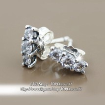 S925 Sterling Silver Sparkling Elegance With Clear CZ Stud Earrings - $15.60