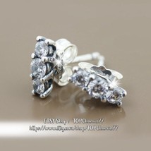 S925 Sterling Silver Sparkling Elegance With Clear CZ Stud Earrings - £11.62 GBP