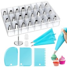 Piping Bags And Tips Set, Reusable Icing Bags And Tips With 24 Piping Ti... - £15.62 GBP