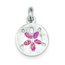Sterling Silver Enamel Sand Dollar Charm &amp; 18&quot; Chain Jewerly 20mm x 13mm - £19.58 GBP