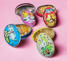 Vintage 70s Murray-Allen Set of 4 Litho Easter Egg Tins 1970s Made in Ho... - $74.87 CAD