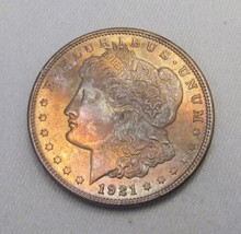 1921Silver Morgan Dollar CH UNC Peach Toning! AN441 - £124.74 GBP