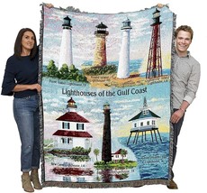 72x54 Gulf Coast LIGHTHOUSE Ocean Tapestry Throw Blanket - £49.77 GBP