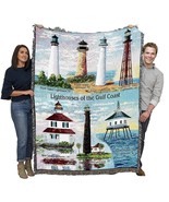 72x54 Gulf Coast LIGHTHOUSE Ocean Tapestry Throw Blanket - £49.84 GBP