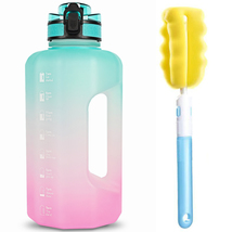 2.2 Liter Big Water Bottle with Handle and Time Marker (Green Pink Gradi... - £19.38 GBP