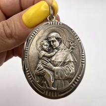 Vintage Silver Christian Religion Pendant Reliquary Rosary Box St. Joseph Jesus - £98.25 GBP