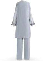 Mother Of Bride Groom Women&#39;s Church Wedding beaded 3PC duster pant suit... - £158.26 GBP