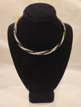 Unbranded Vintage Choker Necklace Gold Tone Black Enamel Crystal Hinged Collar - £78.09 GBP