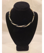 Unbranded Vintage Choker Necklace Gold Tone Black Enamel Crystal Hinged ... - £78.75 GBP