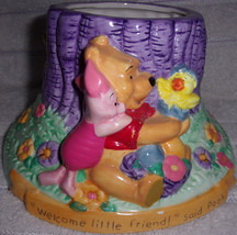 Disney FTD Easter Winnie The Pooh &amp; Friends Floral Tree Stump Ceramic Pl... - £10.34 GBP