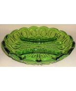 LE Smith GREEN MOON &amp; STARS PATTERN Tri Divided Relish MADE IN USA - $29.69